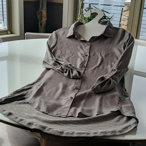 Gray mixed media tunic top